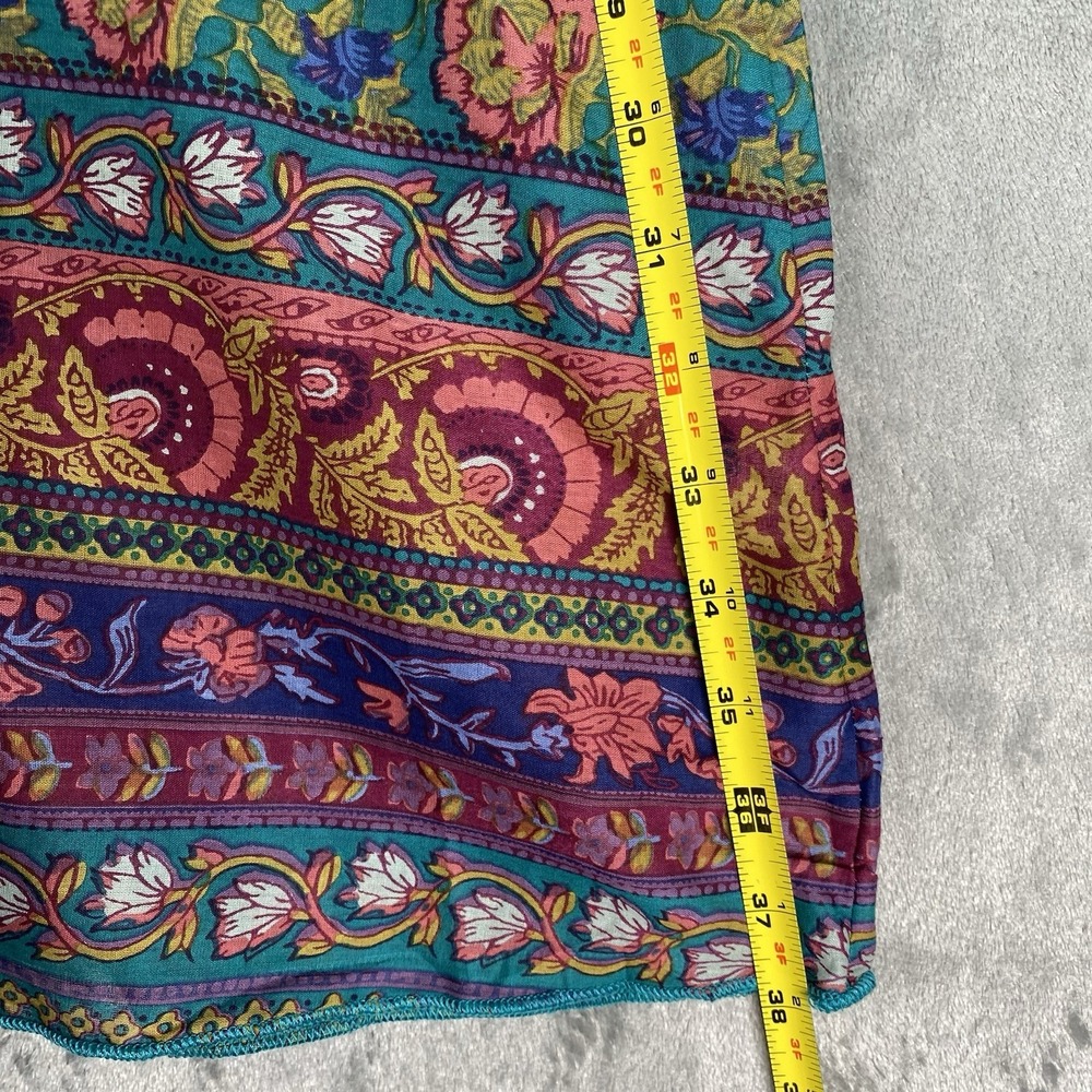 Natural Life Skirt Womens Sz M Teal Peony Border Floral Maxi Boho Artsy Smocked - Picture 12 of 12